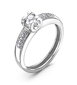 Кольцо из белого золота с бриллиантами